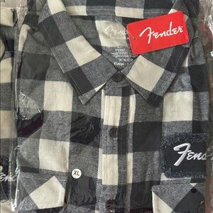 Fender Blue and White Plaid Casual Button Down Shirt